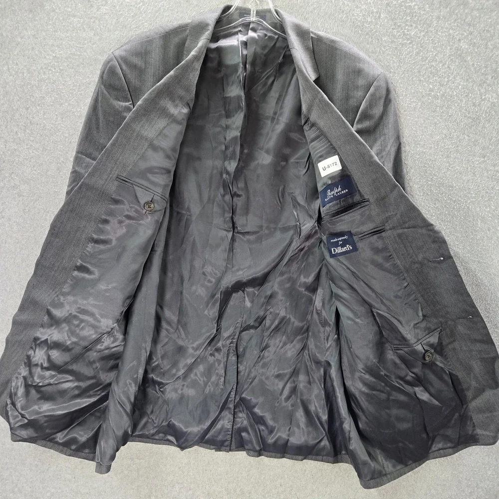 Ralph Ralph Lauren Men Jacket 44‎ Gray Blazer 100% Wool Button Up Long Sleeve